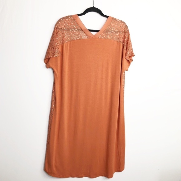 SOFT surroundings peach sequin high low hem The neck dress - Picture 12 of 13